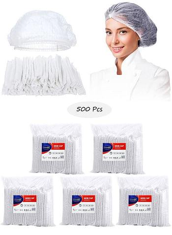 Gesalife 500 Pieces Disposable Shower Caps Non Woven Mob Hair Net 19 Inch White