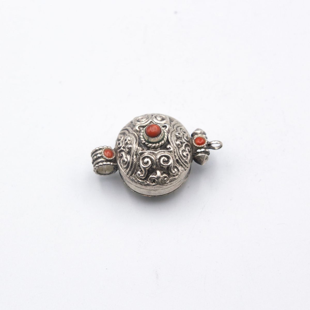 Antique Rare Find 925 Sterling Silver and Coral Locket 8.3 grams