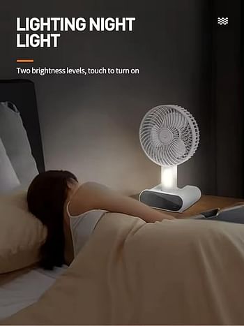 DP-7624, Rechargeable Small Table fan With LED Light