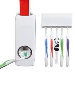 Automatic Toothpaste Dispenser And Toothbrush Holder White