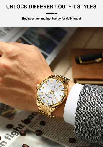 Curren 8425 fashion gold gents quartz watch hot sale Stainless steel band water resist personality business relogio musculino//