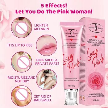 Pink Sexy Eesence Whitening Moisturizing Cream for Lips, Areolas, Private Parts, Inner Thigh, Bikini Dark Area - 30 g