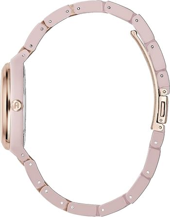 Furla Watches Women's Stainless Steel Quartz Dress Watch with Plastic Strap, Beige, 21.6 (Model: WW00028005L3), Rose Gold/Beige