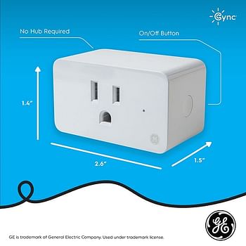 C BY GE On/Off Smart Plug with Smart Bridge, Alexa & Google Home Compatible (CPLGSTDBLW1/ST-WT1P)