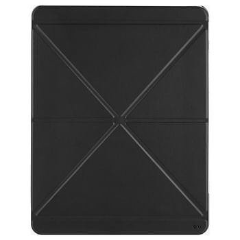 المعصم   iPad Pro 12.9 "الجيل الرابع 2020 Multi Stand Folio Case - تصميم ورقي من الجلد مع حماية 360 ، شفاف ظهر مع وضع عرض متعدد ، النوم / الاستيقاظ التلقائي - أسود