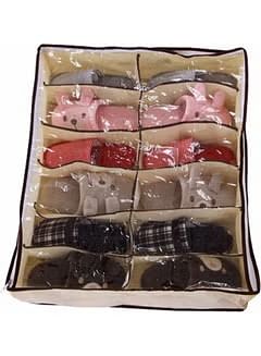 12-Grids Shoes Organizer Beige/Brown