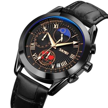 SKMEI  9236 Casual Quartz Male Wristwatch Creative Moon Phase Stopwatch.