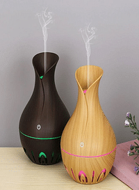 HTC Mini Vase Shape Humidifier Ultrasonic USB Aroma Diffuser Wood Grain 200ml