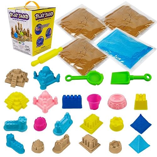 UKR Play Sand Moldable Colorful Sand Set Castles Building Art Craft Kit Toy for Kids Sensory Imaginative Play Educational Activity Toddlers Preschool Motor Skills Mystery Castle