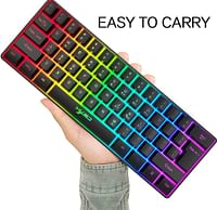 HXSJ V700 Wired Gaming Keyboard RGB Streamer Wired English Keyboard 61-key Gaming Keyboard
