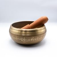 Authentic Handcrafted Himalayan Singing Bowl from Nepal with Golden Unique Pattern | Enhance Healing, Mindfulness, Meditation, and Yoga Experience | Traditional Wooden Striker Included