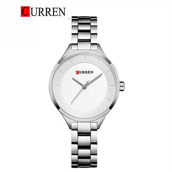 Curren 9015 Original Brand Stainless Steel Band Wrist Watch For Women / Silver