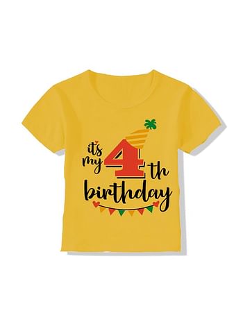 Its My 4th Birthday Party Boys and Girls Costume Tshirt Memorable Gift Idea Amazing Photoshoot Prop Yellow