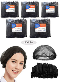 Gesalife 500 Pieces Disposable Shower Caps Non Woven Mob Hair Net 19 Inch Black