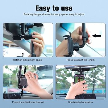 360 Rotatable and Retractable Car Phone Holder, Universal Rearview Mirror Holder for Car