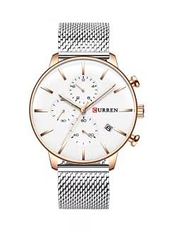 CURREN Men's Chronograph Waterproof Stainless Steel Mesh BAnd Casual Quartz Watch 8339 - 43 mm - Silver