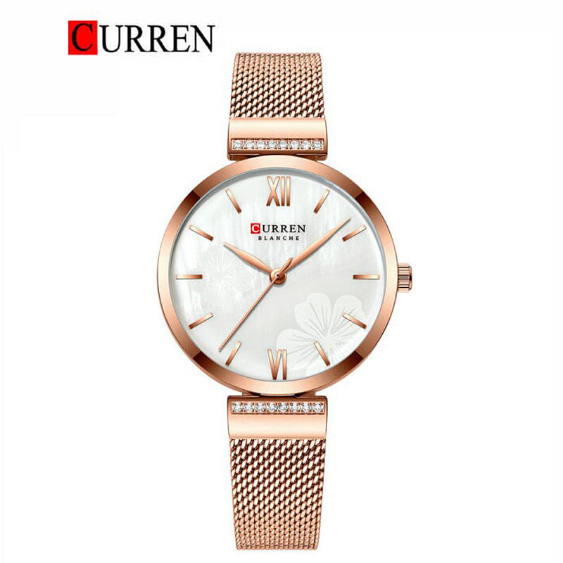 Curren 9067 Original Brand Stainless Steel Band Wrist Watch For Women / Gold