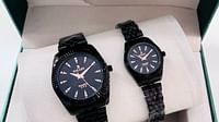 Galaxy Beautiful couple watches Fashion stainless steel chain watches Set of two BLACK