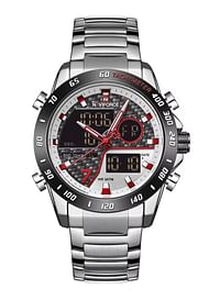 NAVIFORCE NF9171  Men Digital Watch LED Sport Military Luminous Hands Waterproof Quartz Wristwatch - Silver