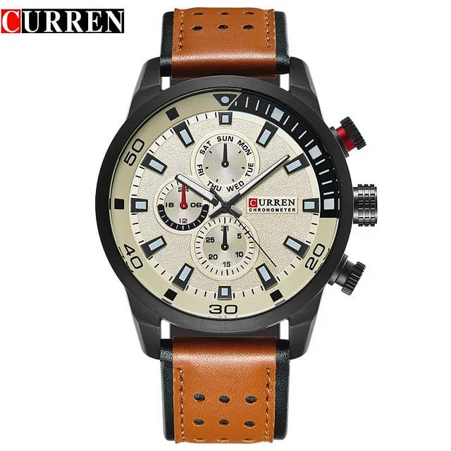 CURREN 8250 Men's Sports Watch New Fashion Casual Brand Waterproof Leather Military Men's Quartz Watch