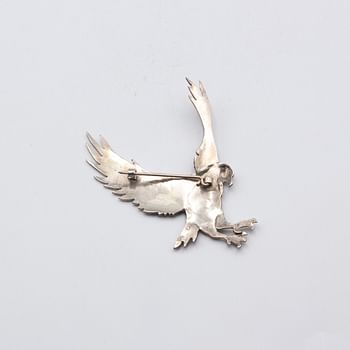 Exquisite 925 Silver Flying Eagle Design Brooch Pair