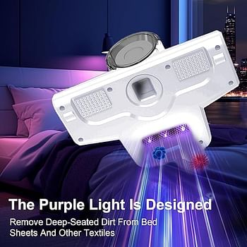Handheld Deep Bed Vacuum Cleaner - High-Frequency Powerful Suction USB Rechargeable Handheld Cordless Vacuum Cleaner for Bedding Sofa Bed Bedroom Home Fabric - White