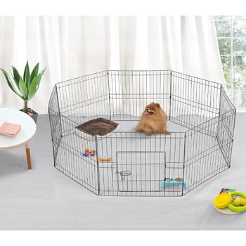 Woofy Metal Foldable Pet Play Pen With Door -8 Panels - 61x61cm