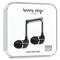 Happy Plugs - سماعات أذن فاخرة باللون الأسود الرخام