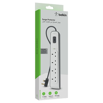 Belkin  Surge Protector - 4 outputs - 2M - White