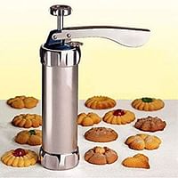 Stainless Steel Biscuit Maker Press Machine - Cookies Press Cutter Baking Tools - Cake Decorating Tools with 20 Cookie Molds and 4 Nozzles Silver