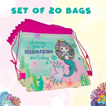 Drawstring Character Bags Pack of 10 Mermaid