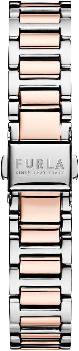 FURLA ICON Shape Silver & Rose Gold Stainless Steel Bracelet Watch (Model: WW00032002L5), Silver/Rose Gold
