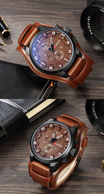 CURREN 8225 Watch Men Quartz Watch Mens Top Brand Leather Sports Wristwatch