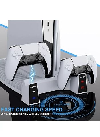 EFUYTECH PS5 Multi-Function Charging Stand with Cooling Fan with Game Storage