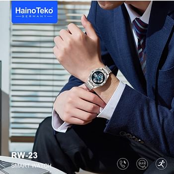 Haino Teko Germany RW23  smartwatch stainless Steel Bluetooth call for Android and Ios Silver