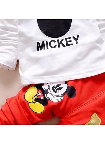 Mouse 3 Pcs Hooded Jacket Shirt and Trouser For Boys Girls Cartoon Theme Party Costume Dress Birthday Gift Red 13-18 Months