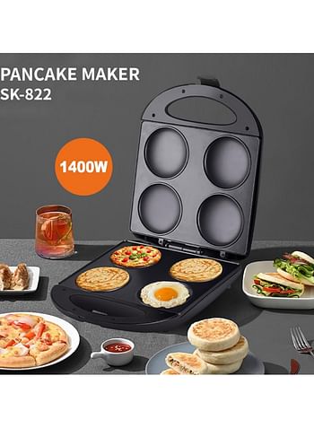 Mini Pancake Pan Non-stick Pan Cake Maker Griddle Make 4 Unique Flapjack for Cooking Healthy Fried Eggs Burger Omelette and More (SK-822, 1400W)