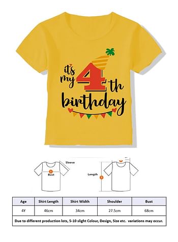 Its My 4th Birthday Party Boys and Girls Costume Tshirt Memorable Gift Idea Amazing Photoshoot Prop Yellow