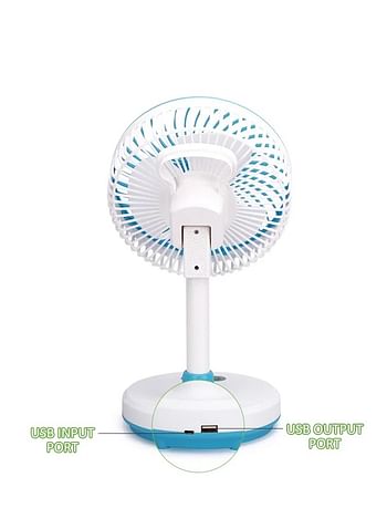 Portable Rechargeable Mini Fan - White and Blue