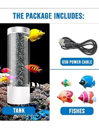 Bubble Fish Lava Lamp - 2 pcs combo Desktop Sensory LED Bubble Lamp Color Changing Aquarium lamp Artificial Fish Tank with Moving Fish