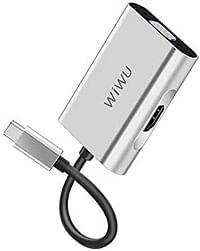 موزع WIWU Alpha 2 في 1 USB-C A20VH ، رمادي