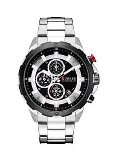 CURREN 8323 Original Brand Stainless Steel Band Wrist Watch For Men silver