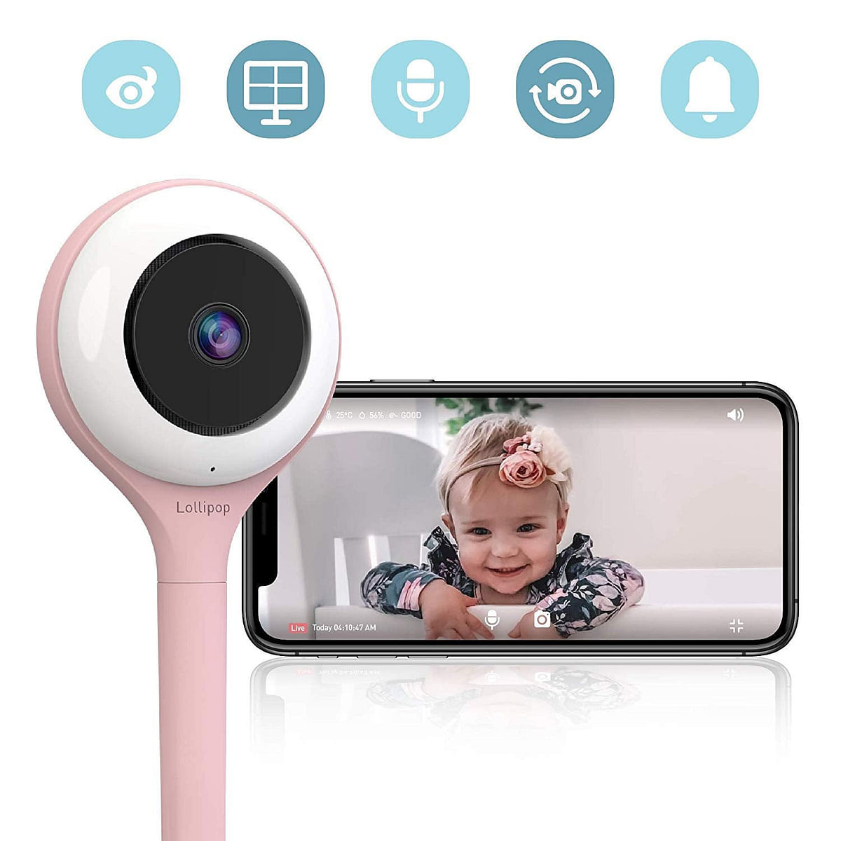 Lollipop - HD WiFi Video Baby Monitor - Cotton Candy Pink