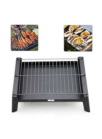 We Happy Portable BBQ Grill, Three Dimensional Ventilation Table Steel Barbecue Rack Folding for Backpacking, Picnics and Outdoor Camping, Black