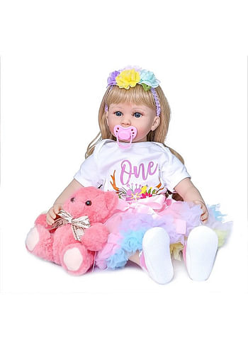 We Happy 4 Pieces 1st Birthday Baby Girl Costume Set, Newborn Princess ONE Printed Dress for Theme Party Photoshoot, Unicorn Bodysuit with Tutu Skirt, Cake Topper and Floral Headband - Multicolor, 1 Year