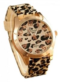 Geneva Women's wrist watch with a tiger-spotted rubber band