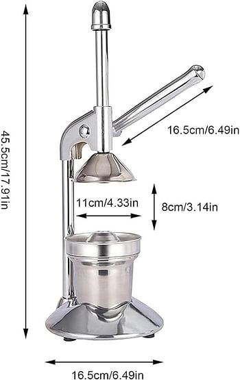 Manual Citrus Juicer Portable Stainless Steel Hand Press Juice Extractor for Home Kitchen Commercial Use