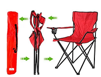 Folding Outdoor Beach Camping Chair with Cup Holder | Red