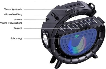 مكبر صوت لاسلكي محمول على شكل حرف G DV-800 مع دعم للطاقة الشمسية وضوء فلاش ملون RGB