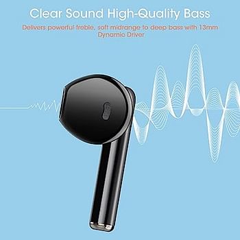 Blackview Bluetooth Earbuds Airbuds6, Wireless Headphones in-Ear, Bluetooth 5.3, Long Playtime, Ultra-Light and Ergonomic Wireless Earphones, Touch Control, IPX7 Waterproof Sport Wireless Headphones - Black